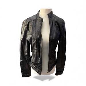Black Basic Faux Leather Jacket